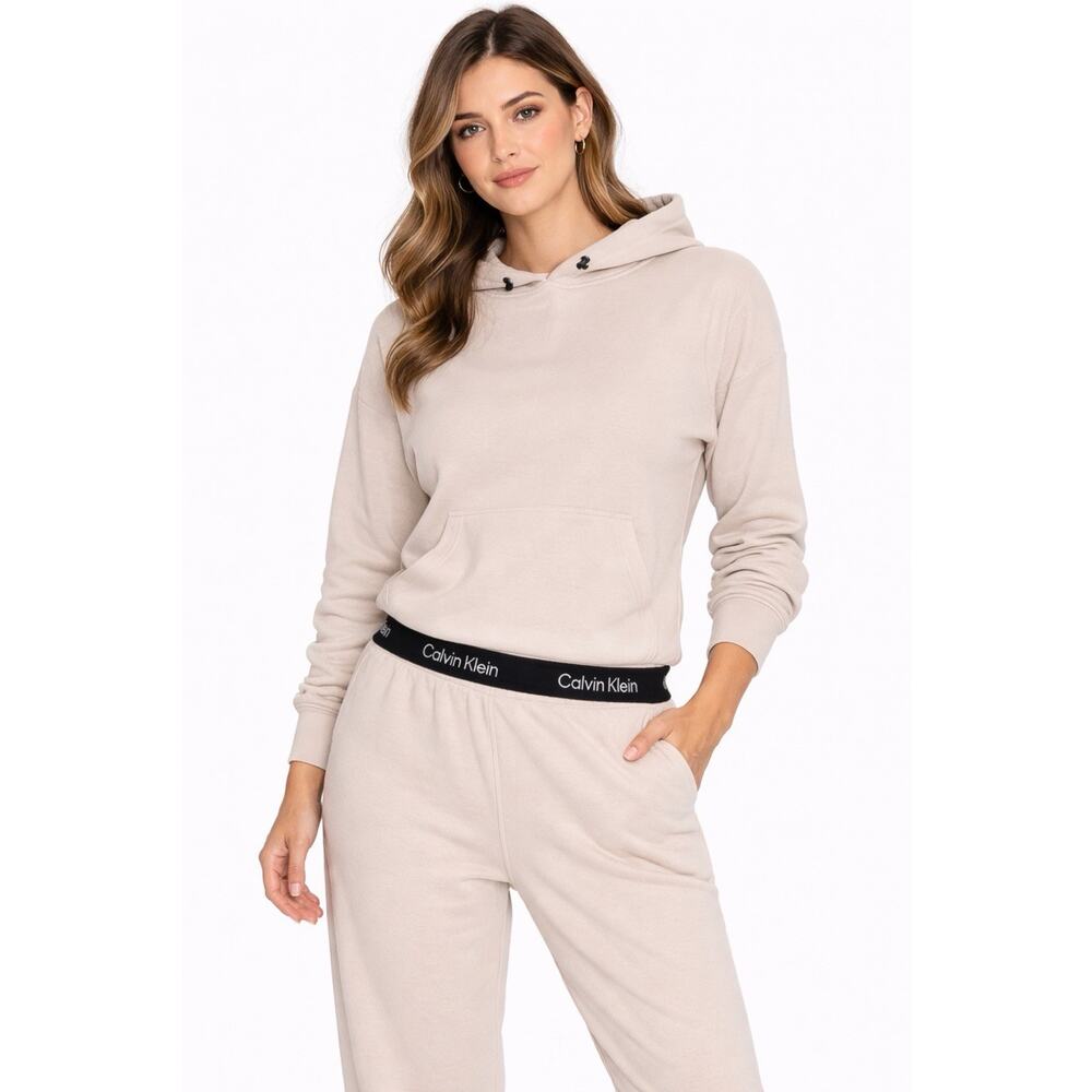 Calvin Klein Performance Women's Velour Pullover Hoodie Chalk Wht Sz S 11874